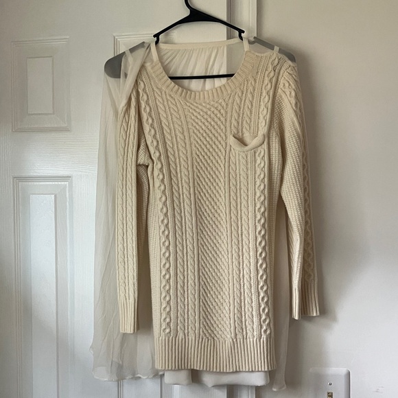 Sacai Sweaters - Sacai Cream Cable Knit Sweater
